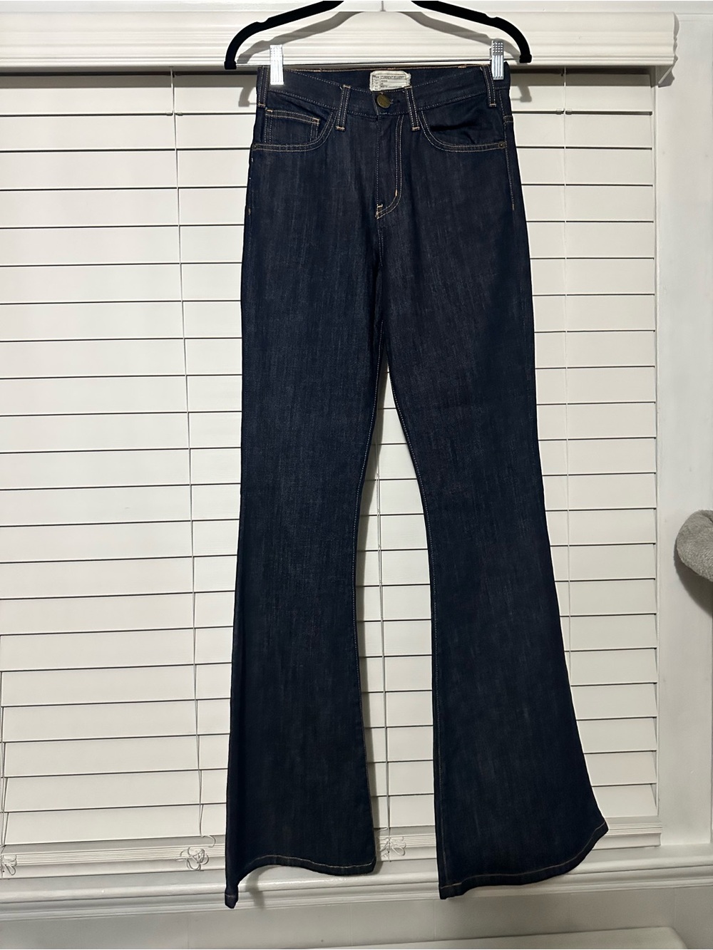 Current/Elliott The High Rise Bell Jeans Patriot Dark Wash Flare Size 25